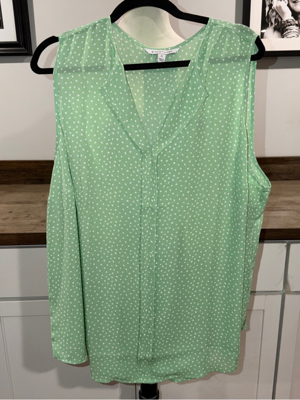 41 HAWTHORN Bryse Pleat Detail Sleeveless Blouse polkadot size 3X